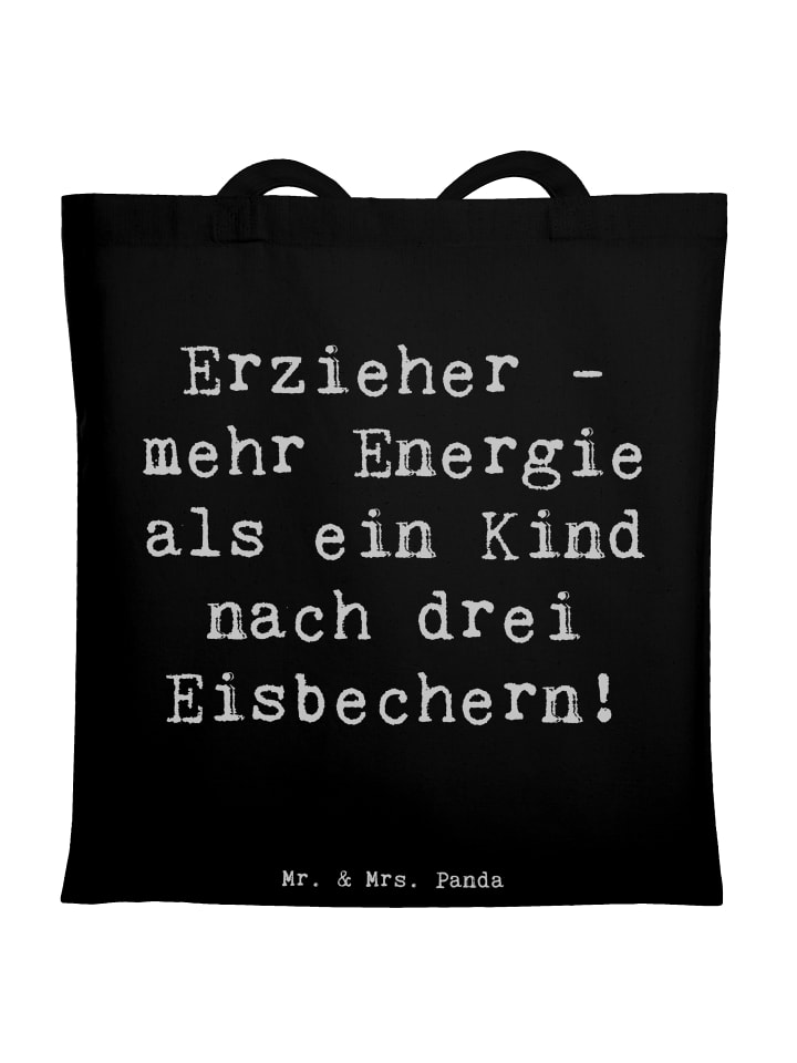 Tasche Spruch Erzieher Energie mit Spruch in Schwarz