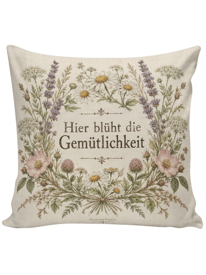 Sofa Kissen Wildkräuter Botanisch Design mit Sp... in Weiß
