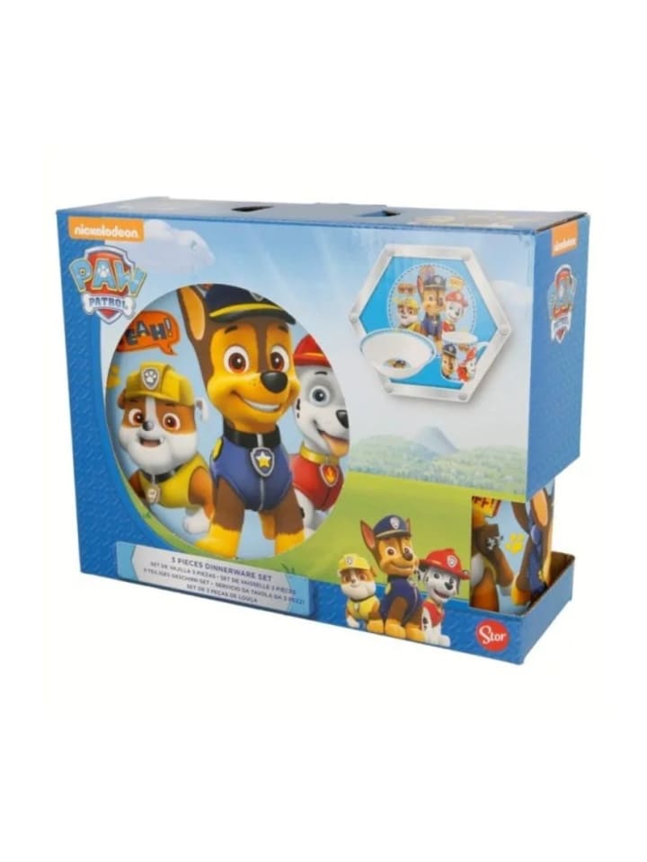 Paw Patrol 3-teiliges Keramikgeschirr-Set (flacher Teller, tiefer