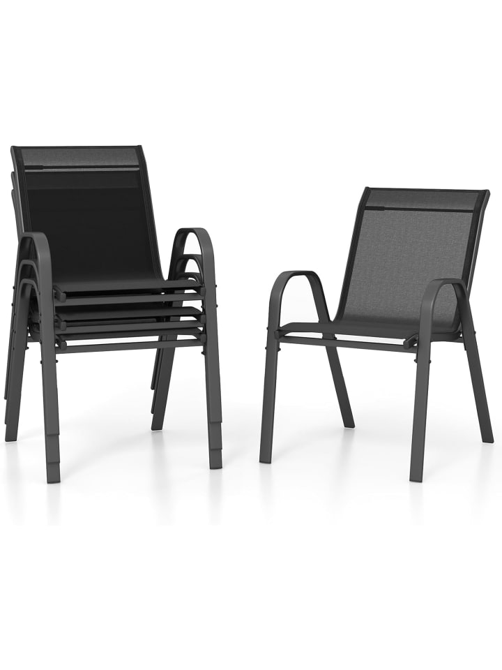 4er Set Gartenstühle 56x70x84cm in Schwarz