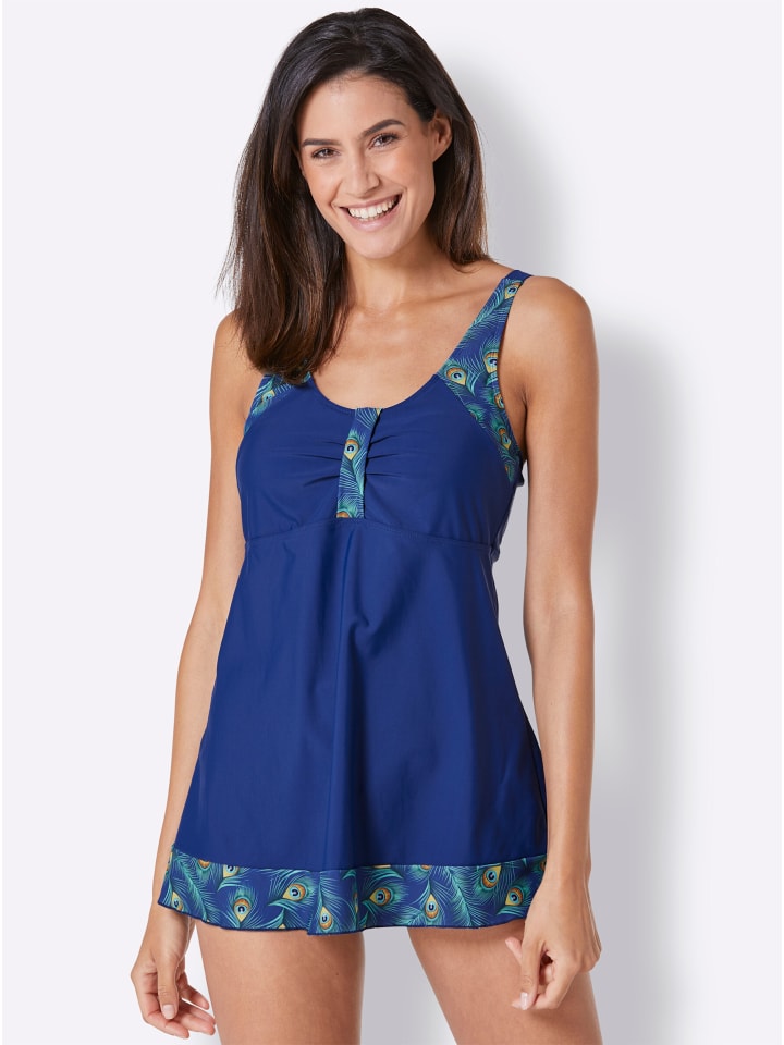 Tankini-Top in royalblau-blaugrün-bedruckt