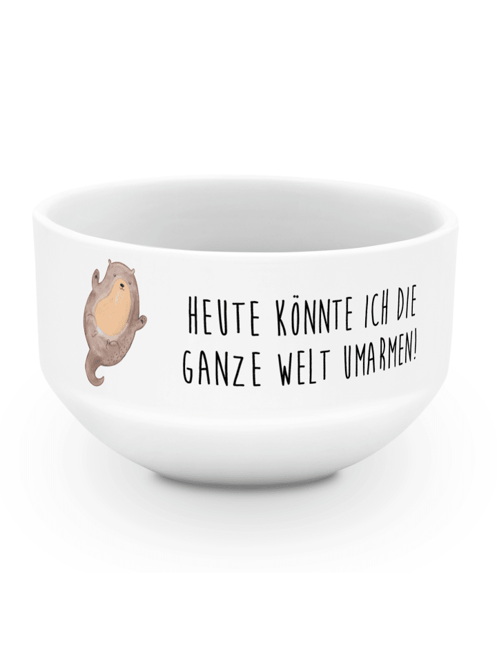Obstschale Otter Umarmen mit Spruch in Weiß