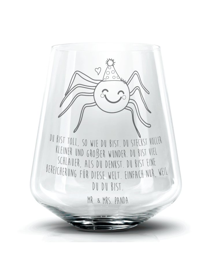 Tumbler Glas Spinne Agathe Party mit Spruch in Transparent