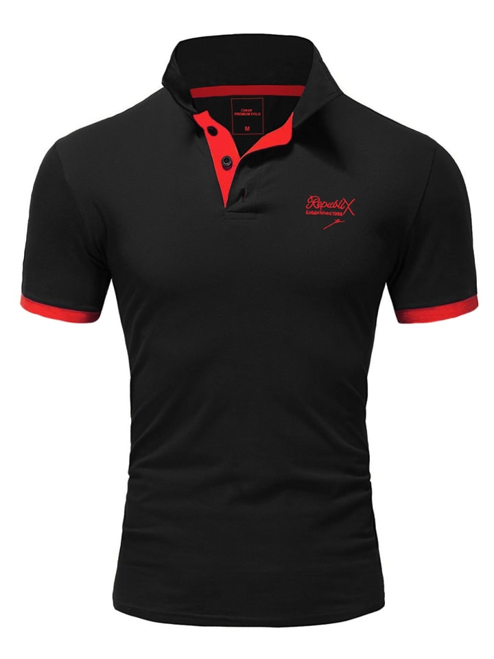Poloshirt MATEO in Schwarz/Rot