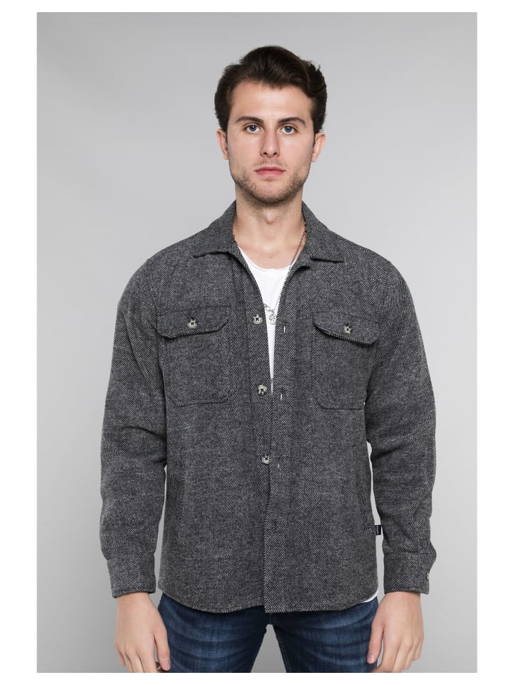 Shacket Hemdjacke mit Seitentaschen in Anthra