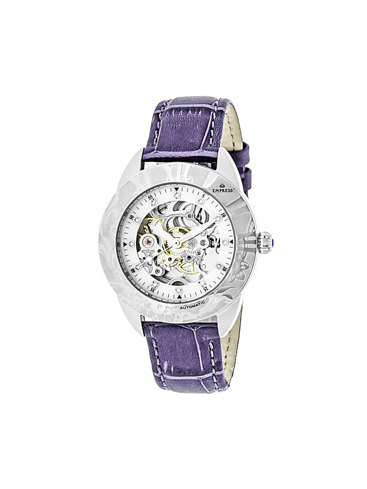 Godiva Automatikuhr mit Perlmutt-Lederarmband in Silver/White
