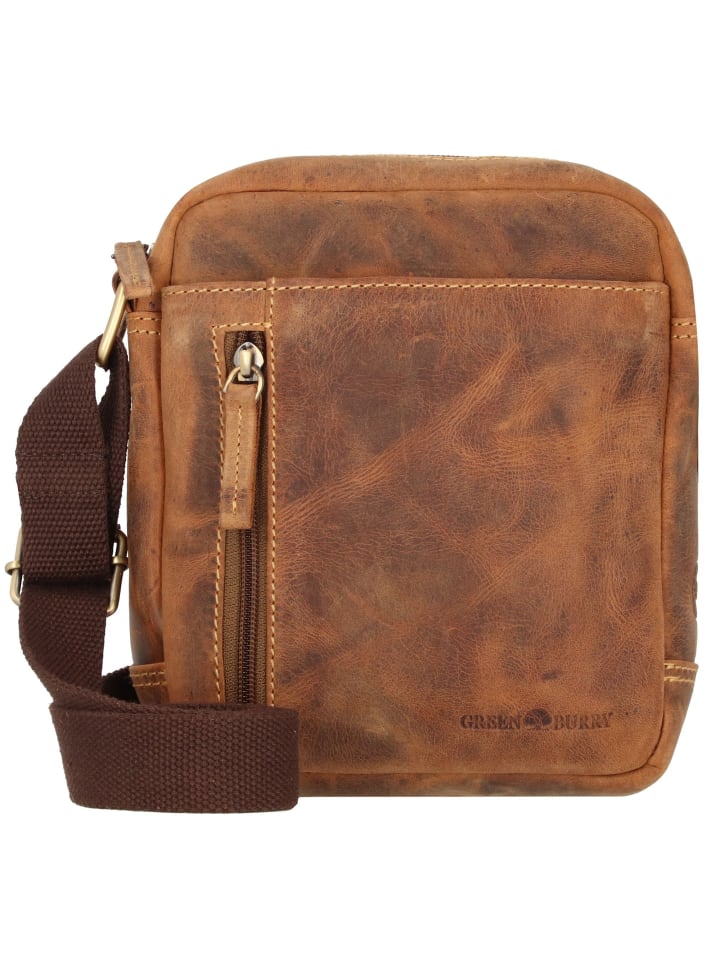 Vintage Umhängetasche Leder 18 cm brown