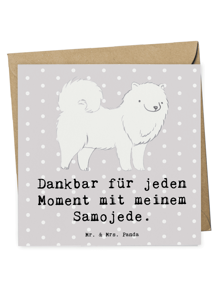 Deluxe Karte Samojede Moment mit Spruch in Grau Pastell