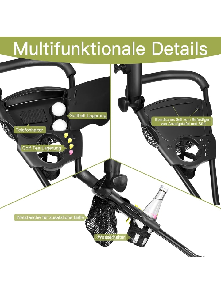 COSTWAY 3-Rad Golftrolley klappbar, Golfwagen