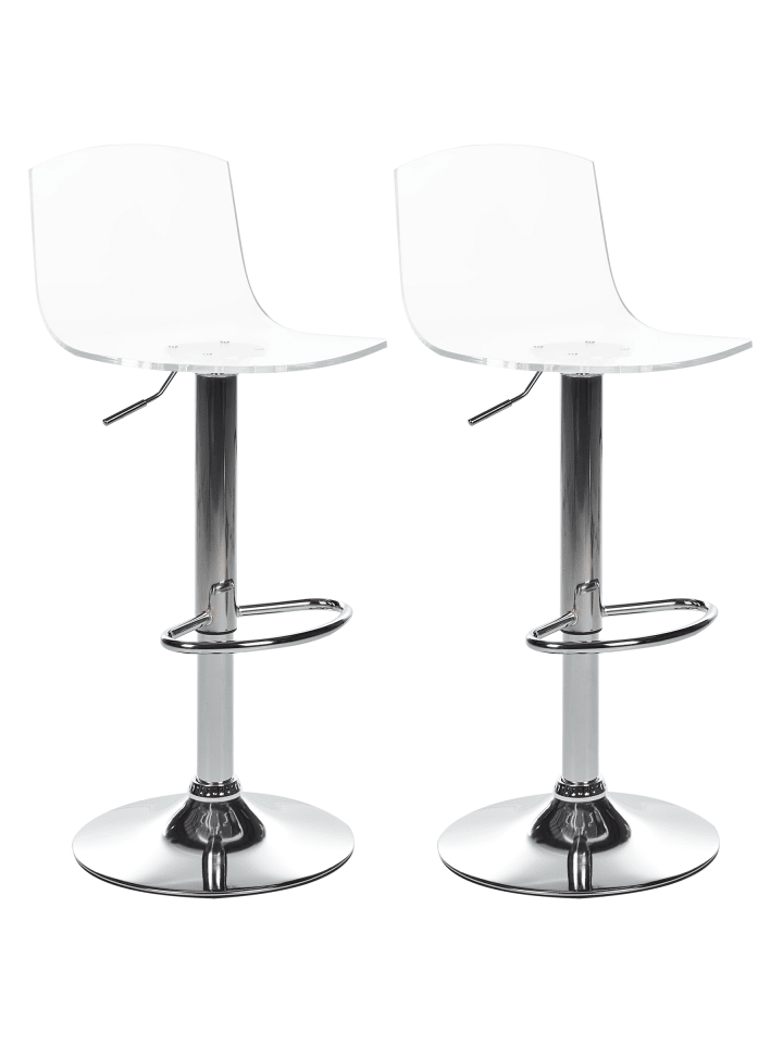 2er-Set Drehhocker IMOLA in Transparent/Silber