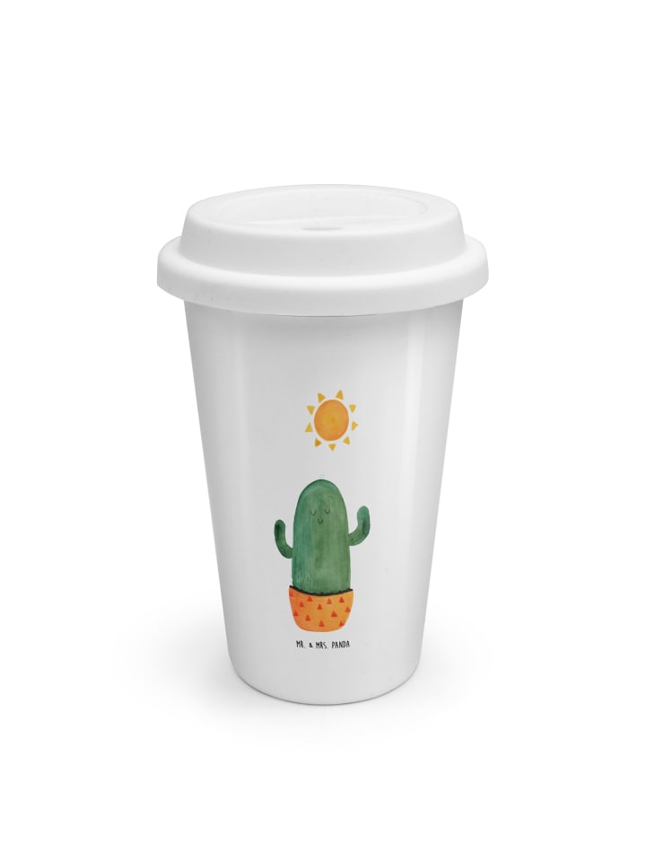 Thermobecher Kaktus Sonne ohne Spruch in Weiß