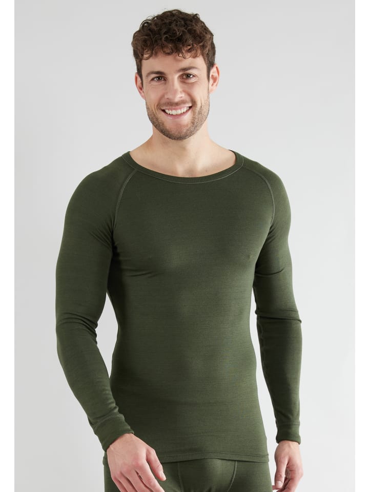 Thermo Longsleeve Thermo Sport in grün-mittel-uni