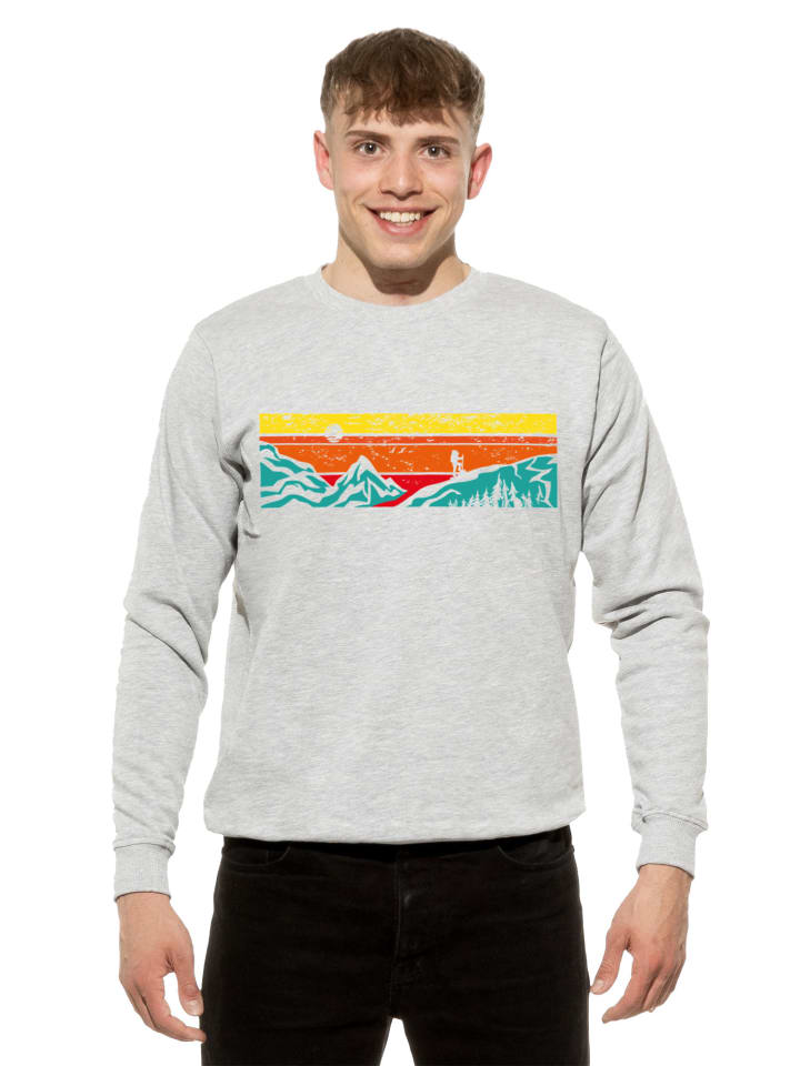 Sweatshirt Berge Let's Hiking in Grau-Melange