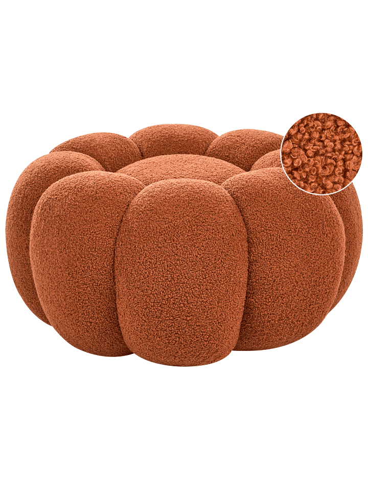 Pouf BEAUFORT in Hellbraun - (W) 60 x (H) 27 x (L) 60 cm