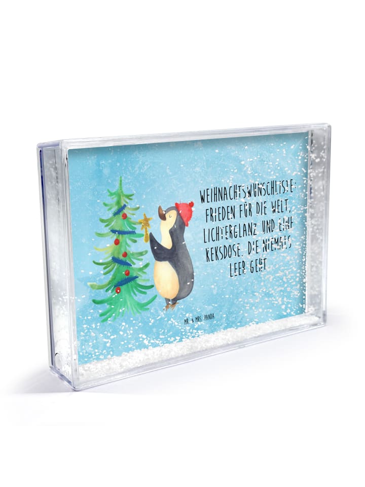 Bilderrahmen Pinguin Weihnachtsbaum mit Spruch in Eisblau
