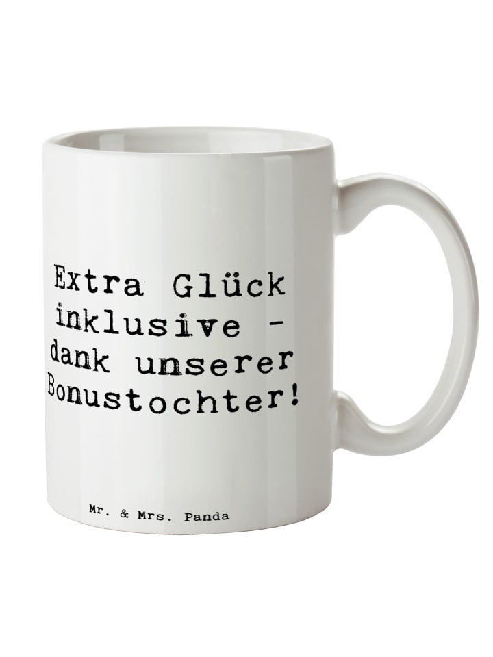 Tasse Bonustochter Glück mit Spruch in Weiß