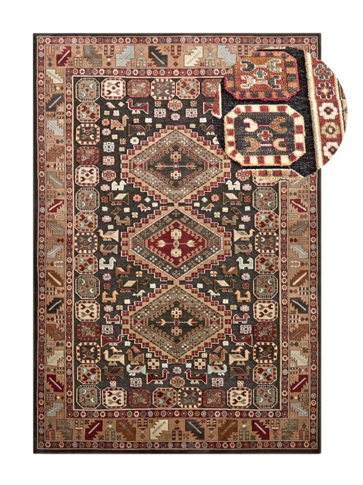 Orientteppich Farah Shiraz in Anthrazit / Blau