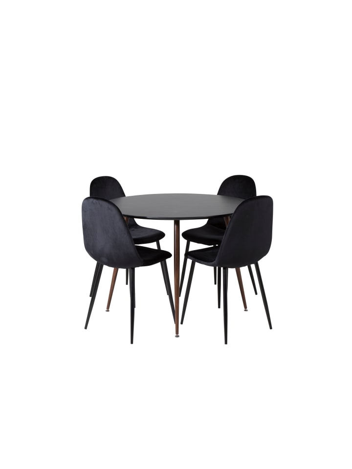 Essgruppe Plaza 16 (5-teilig) Schwarz 100 x 100 cm