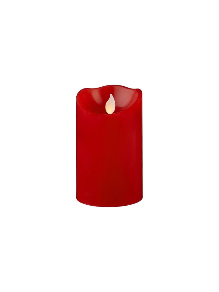 LED Stumpenkerze ,M-Twinkle' aus Echtwachs, Batterie und Timer, rot, 1
