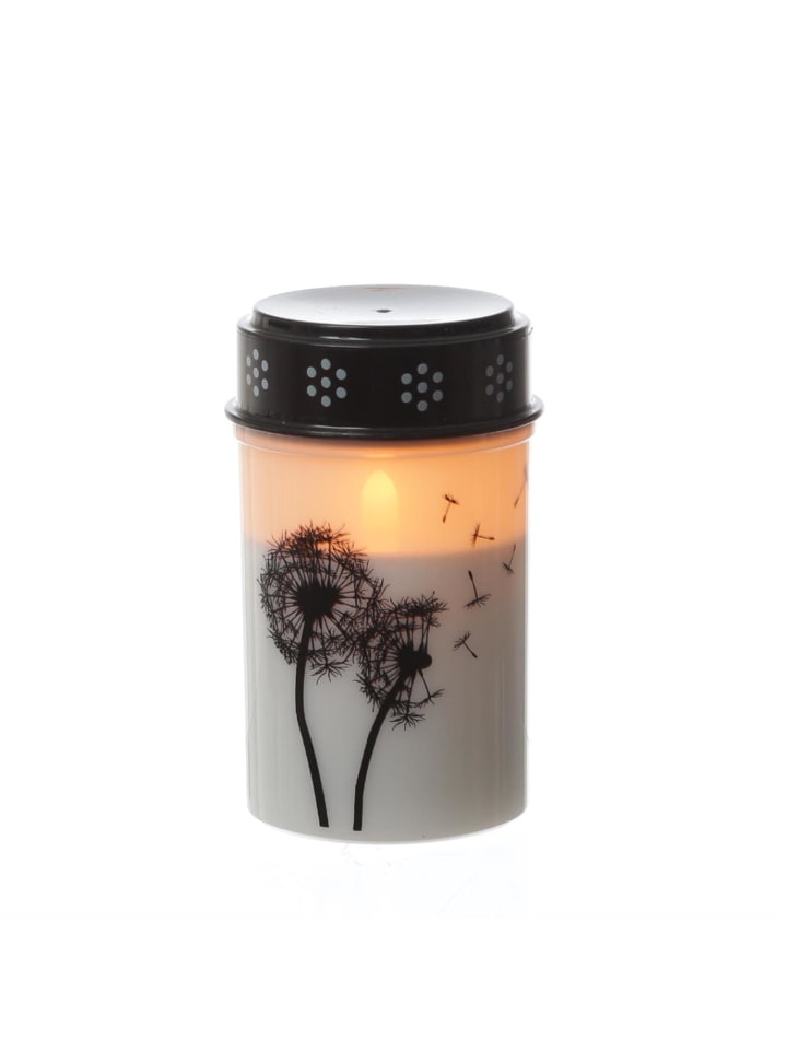 LED Grabkerze Grablicht Pusteblume bis 2500 Stunden H: 12cm in weiß, schwarz