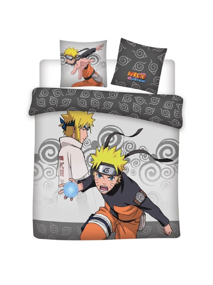 Naruto Bettwäsche 240x220 cm + 2 Kissenbezüge 65x65 cm Baumwolle in Mehrfarbig