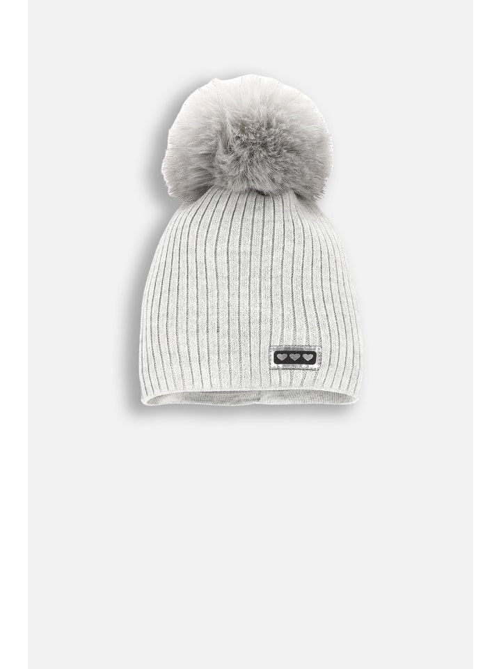 Wintermütze mit Pompon in silber