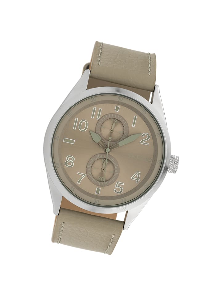 Analog-Armbanduhr Oozoo Timepieces hellgrau groß (ca. 42mm)
