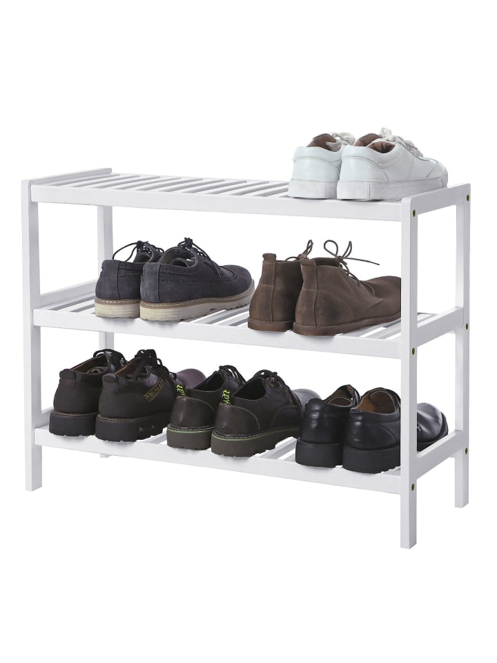 Schuhregal in Weiß - (B)70 x (H)55 x (T)26 cm