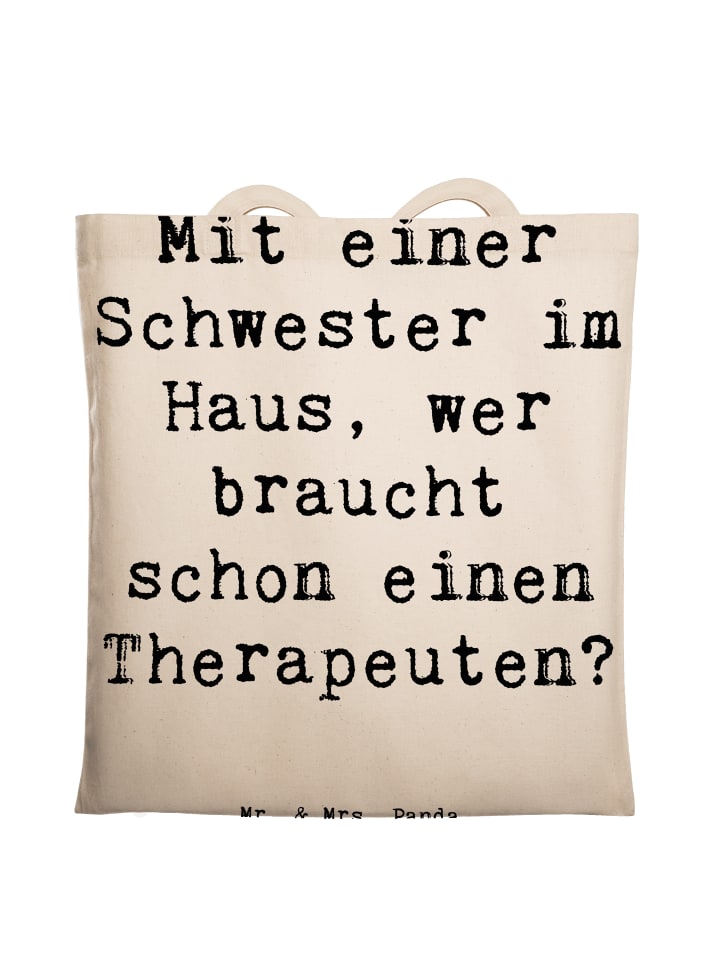 Tragetasche Schwester Glück mit Spruch in Creme