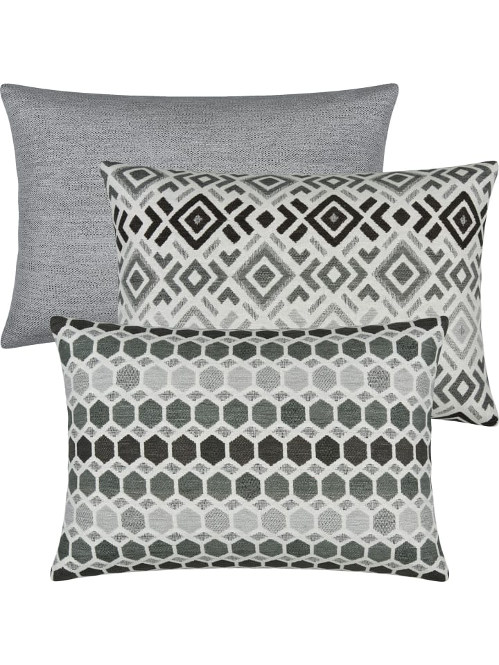 Jacquard Kissenhülle 3er-Pack York in silber