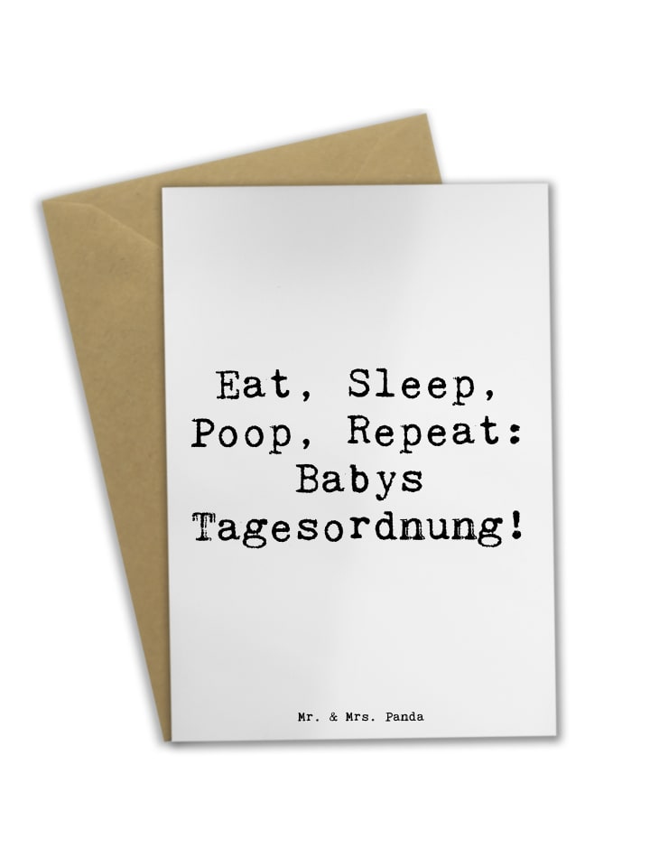 Grußkarte Baby Alltag mit Spruch in Weiß