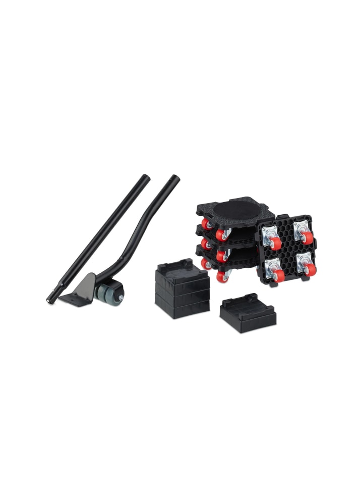 Möbelheber und Möbelroller Set in Schwarz/ Rot