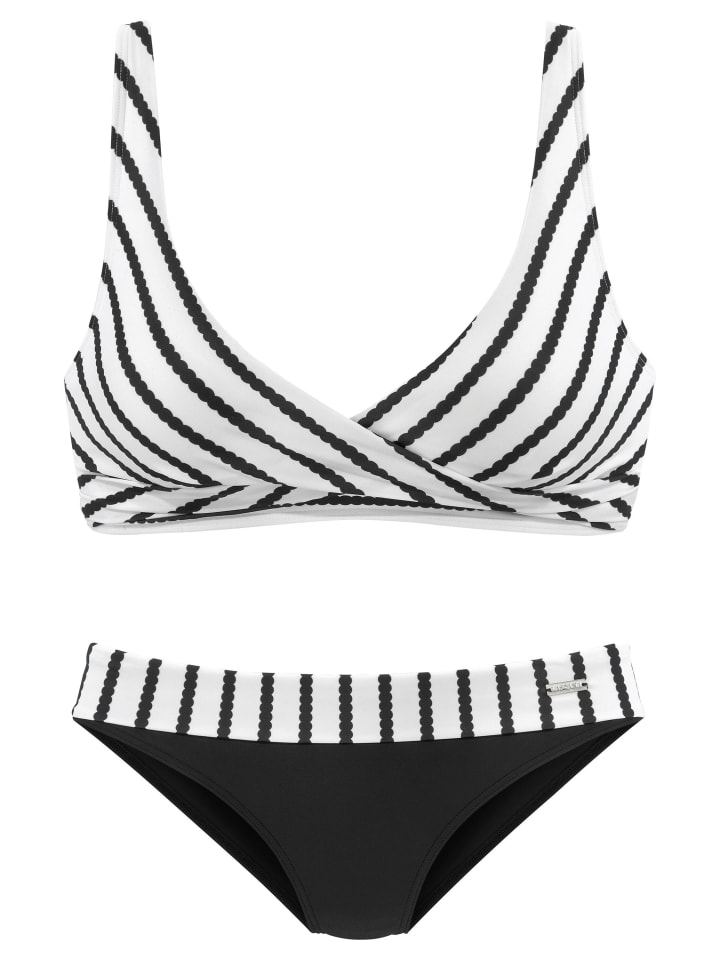 Triangel-Bikini in schwarz-weiß