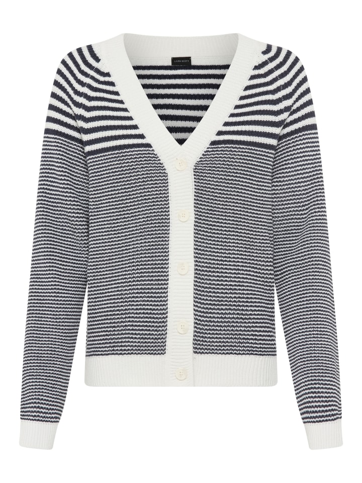 Strickjacke in marine-weiß-gestreift