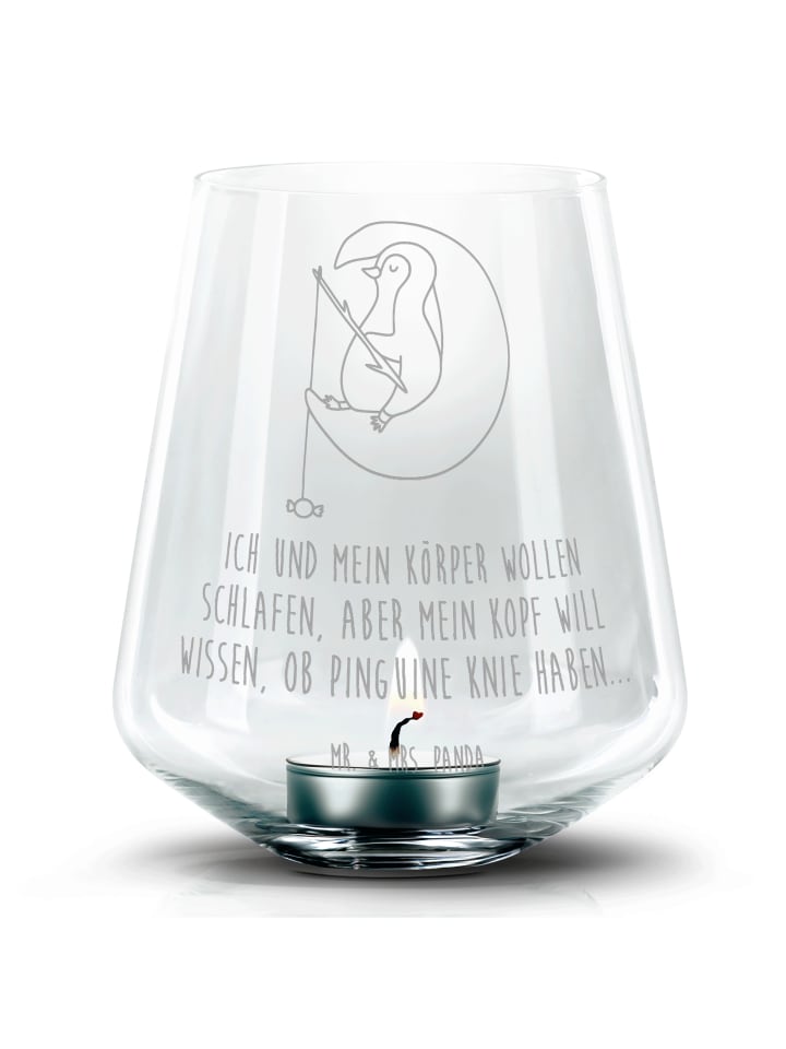 Laterne Pinguin Mond mit Spruch in Transparent
