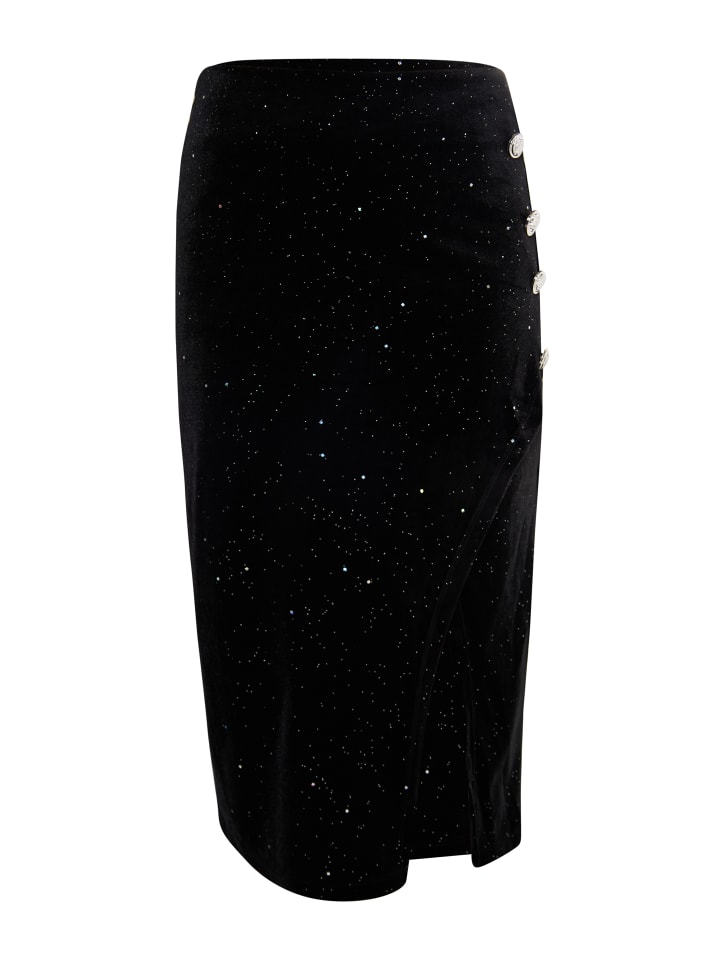 Damen Samtrock Mit Glitzer in Schwarz