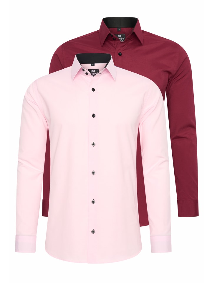 2er Set Business Hemd in 2erSet-(44_Rosa)(44_Bordo)