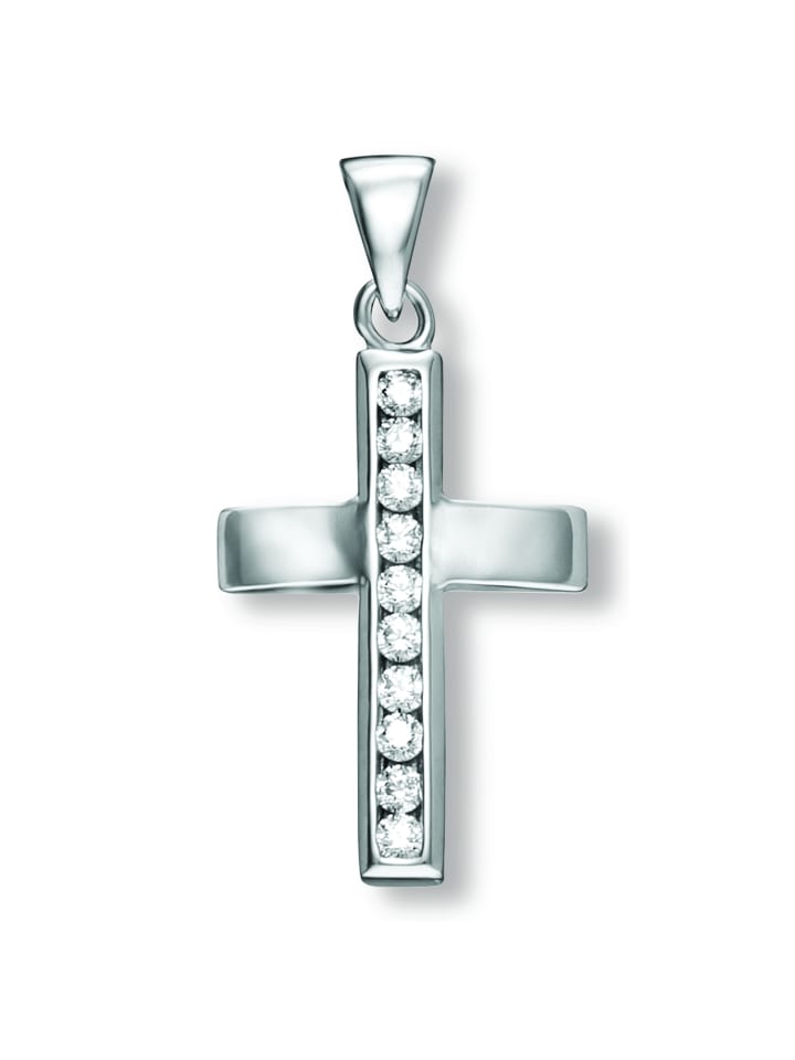 Zirkonia Kreuz Anhänger aus 925 Silber in silber