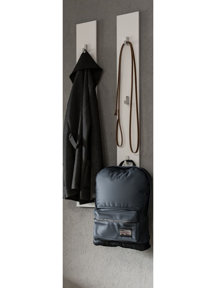 Garderobenpaneel Set 2-teilig weiß 115 cm, Flurgarderobe mit Haken
