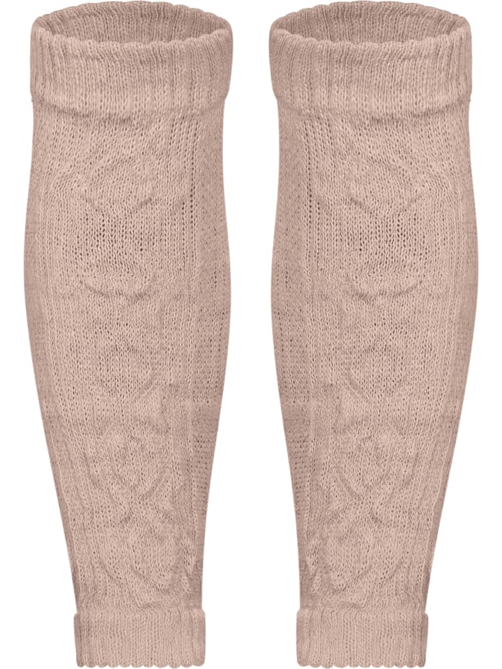 Strickstulpen mit Wolle in Beige