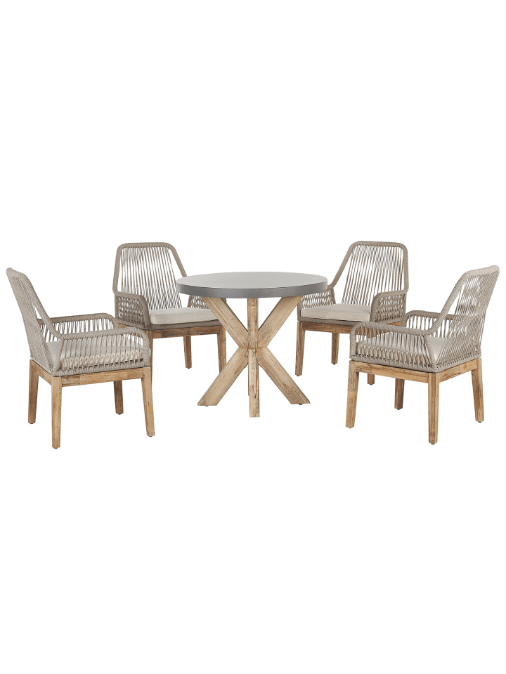 9-tlg Gartentisch Set OLBIA in Grau/Beige/Braun