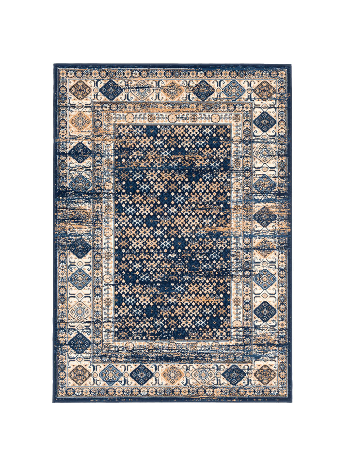 Teppich Pop-Vintage Bordüre in blau