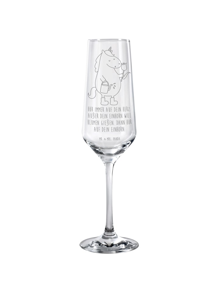 Sektglas Einhorn Gärtner mit Spruch in Transparent