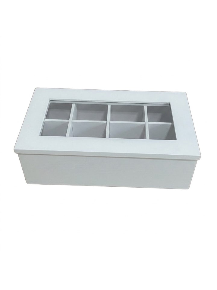 Teebox in Weiß/ Transparent - (B)28 x (H)9 x (T)16 cm