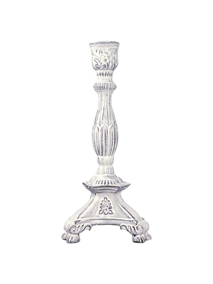 Kerzenhalter mit Füssen Aluminium Weiß Emailliert 29 cm