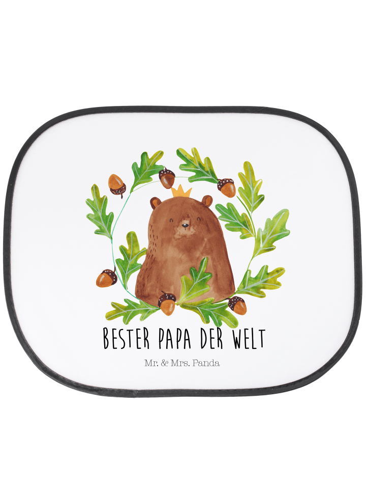Autofenster Sonnenschutz Bär König mit Spruch in Weiß