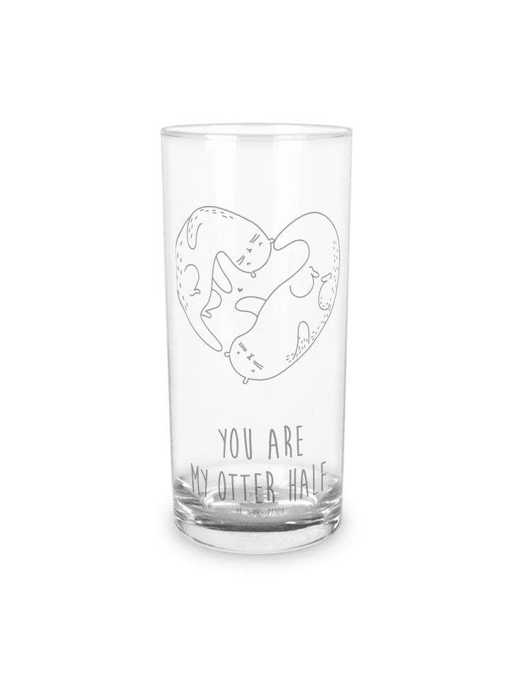 Wasserglas Otter Herz mit Spruch in Transparent