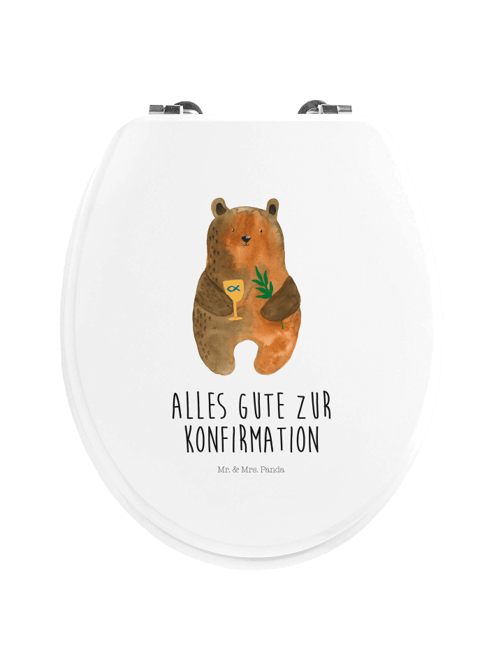 Toilettendeckel Bär Konfirmation mit Spruch in Weiß