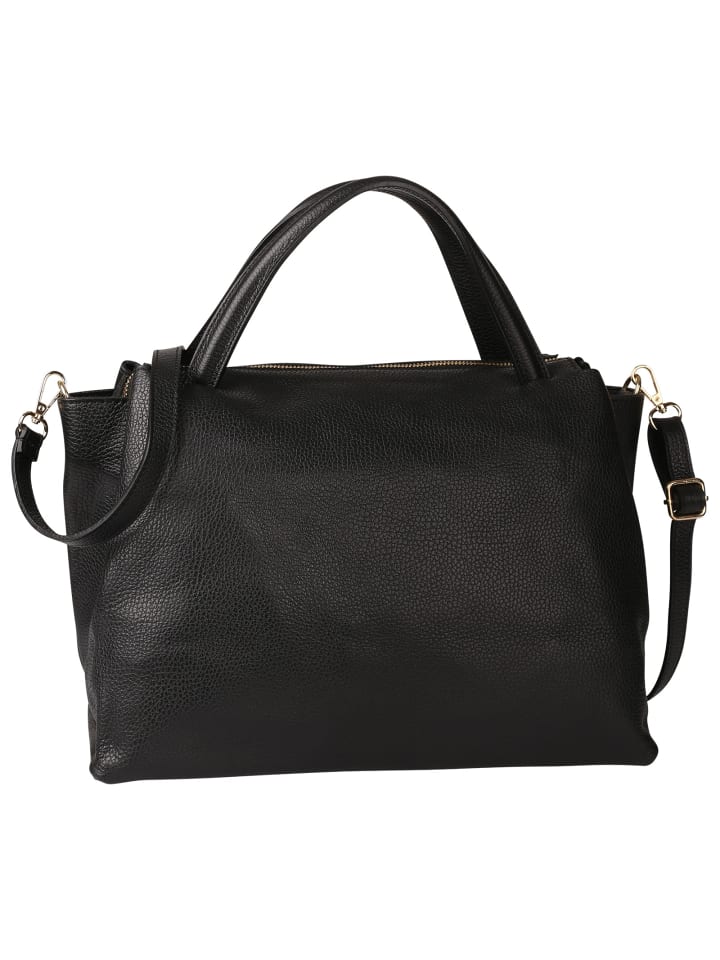 Leder Handtasche Toscanto Tasche schwarz ca. 36cm