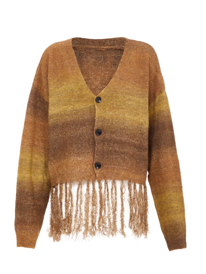 Damen Strickjacke in Braun Mehrfarbig
